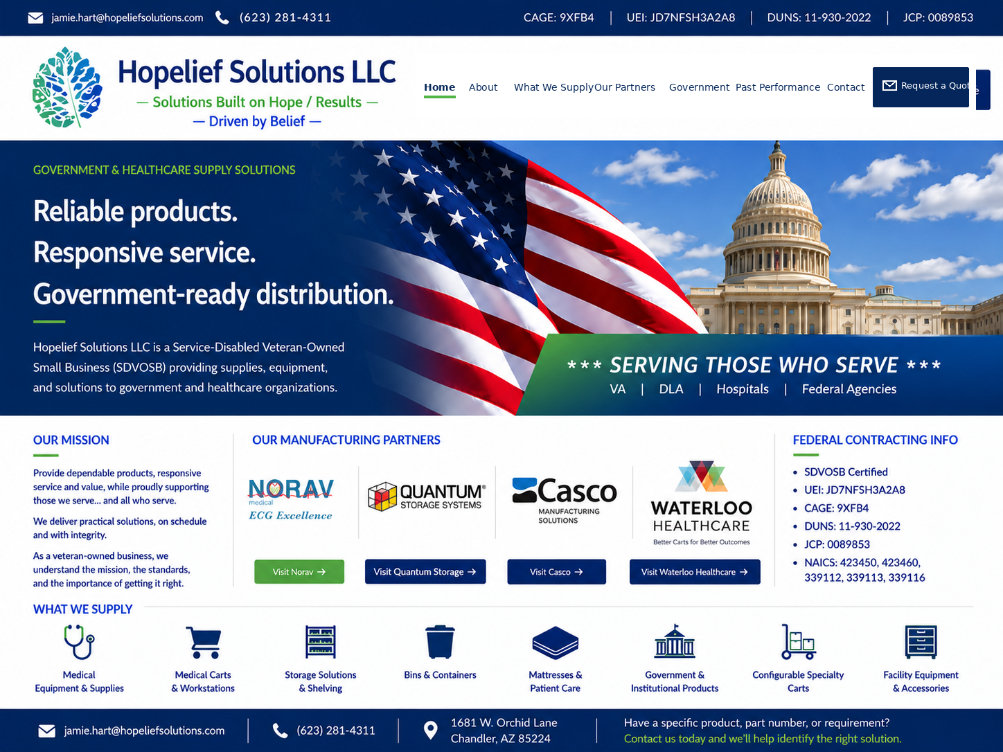 Hopelief Solutions LLC certified SDVOSB government and healthcare supply solutions